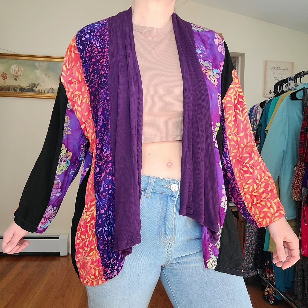 🌈 SOLD 🌈Modern boho bohemian patchwork kimono cardigan - Mexicali Blues - Picture 1 of 8